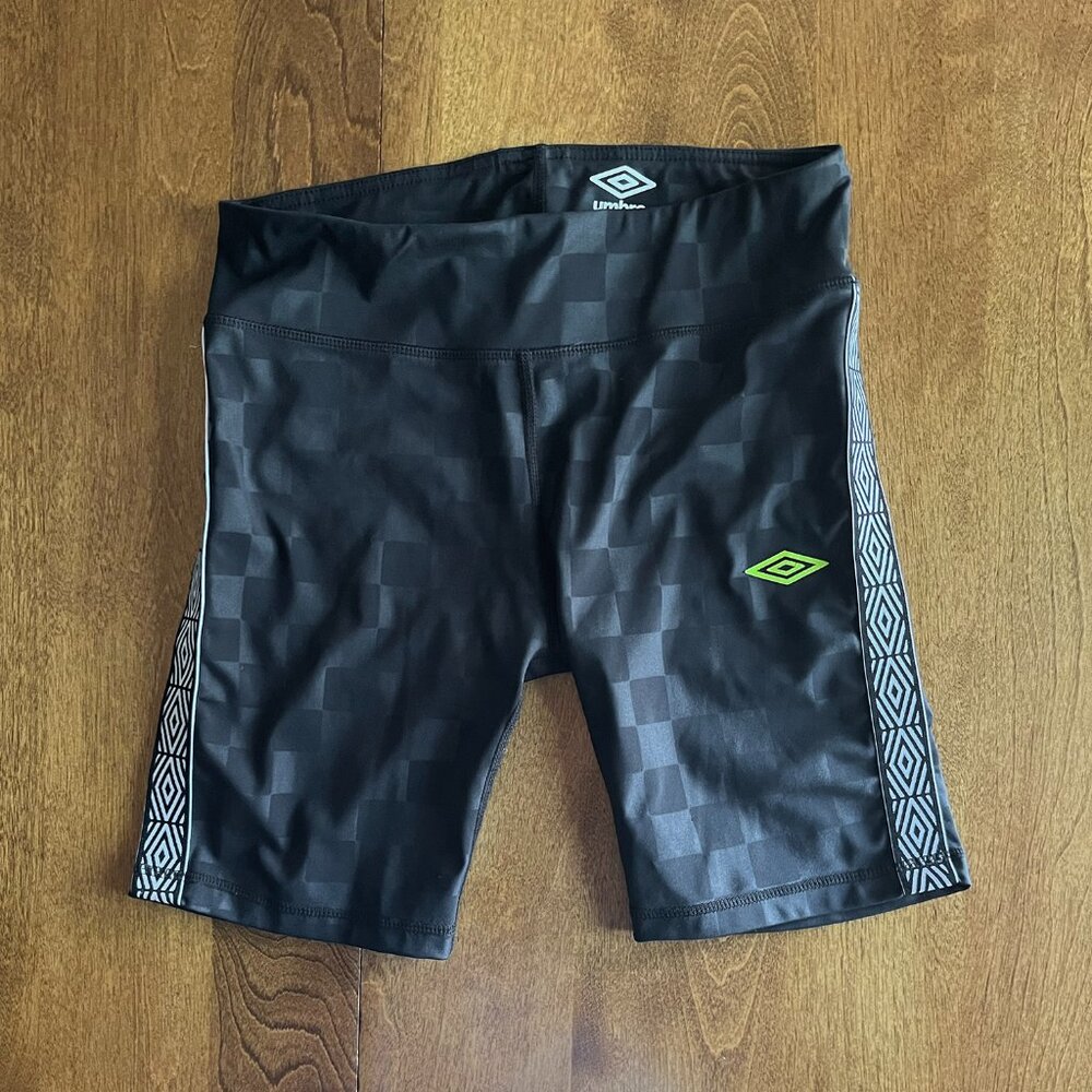 Umbro Black Checker Bike Shorts with Neon Logo